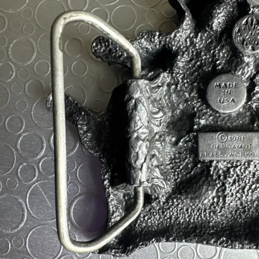 Vintage 1981 Bergamot Brass Works Country Western Band Pewter Belt Buckle T-96